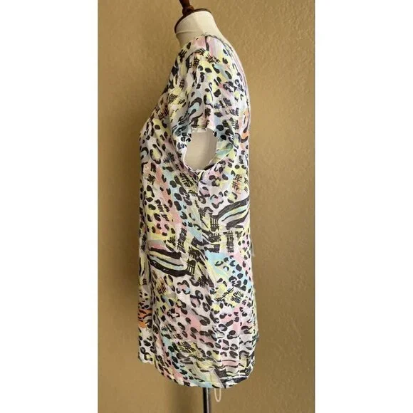 ZARA TRF Woman Colorful Printed Low Back Short Sleeve Casual T Shirt Top Size M - Picture 9 of 12